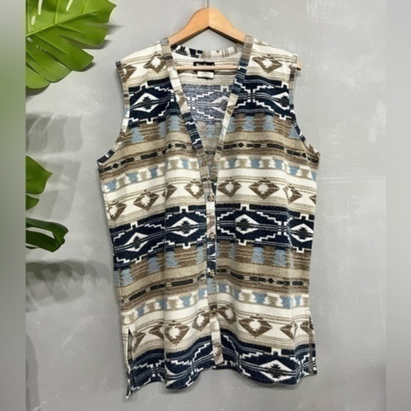 3/$30 _ VINTAGE | weekend edition Aztec western Navajo  button down vest- large - Picture 1 of 7